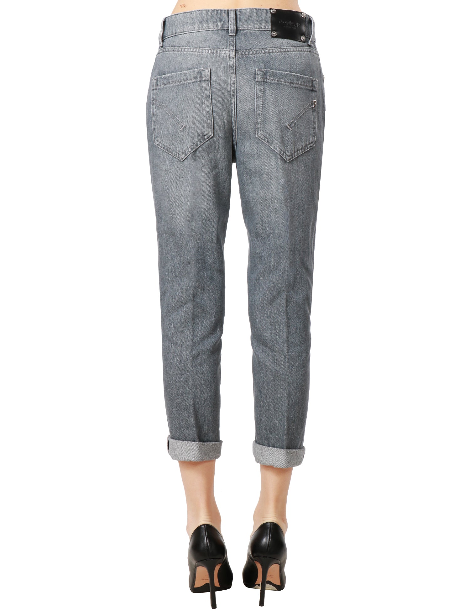 JEANS DONNA DONDUP MODELLO KOONS CON BOTTONI GIOIELLO GREY DENIM