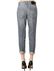 JEANS DONNA DONDUP MODELLO KOONS CON BOTTONI GIOIELLO GREY DENIM
