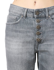 JEANS DONNA DONDUP MODELLO KOONS CON BOTTONI GIOIELLO GREY DENIM