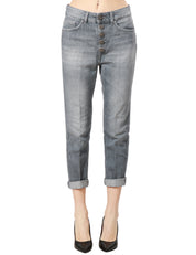 JEANS DONNA DONDUP MODELLO KOONS CON BOTTONI GIOIELLO GREY DENIM