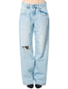 Jeans donna icon denim modello bea lavaggio chiaro con taglio sul ginocchio