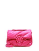 Borsa pinko fuxia mini love bag puff con fibbia e catena in tono colore