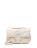 Borsa pinko bianca mini love bag puff con fibbia e catena in tono colore