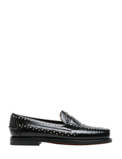 MOCASSINO DONNA SEBAGO NERO DAN STUDS IN PELLE CON MICROBORCHIE ARGENTO ALL OVER