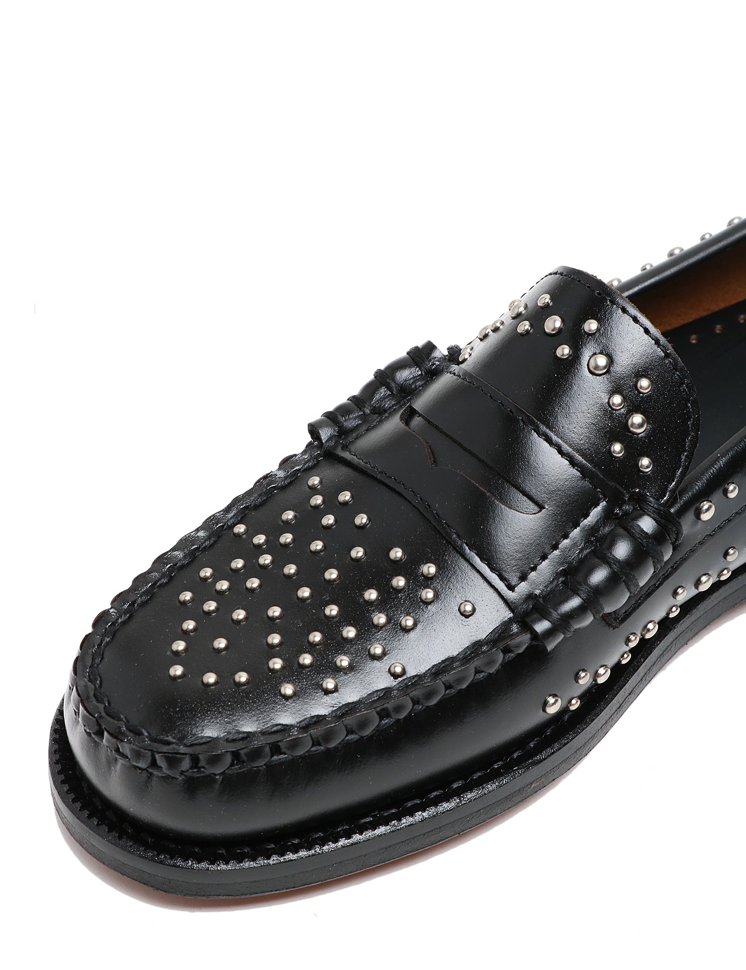MOCASSINO DONNA SEBAGO NERO DAN STUDS IN PELLE CON MICROBORCHIE ARGENTO ALL OVER