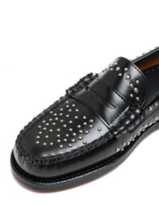 MOCASSINO DONNA SEBAGO NERO DAN STUDS IN PELLE CON MICROBORCHIE ARGENTO ALL OVER