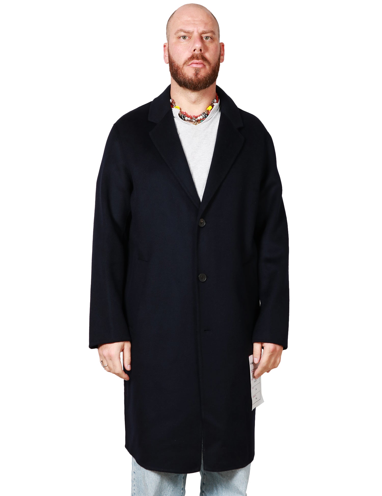 CAPPOTTO UOMO AMARANTO BLU NOTTE CON TASCHE LATERALI A FILETTO IN MISTO LANA E CASHMERE