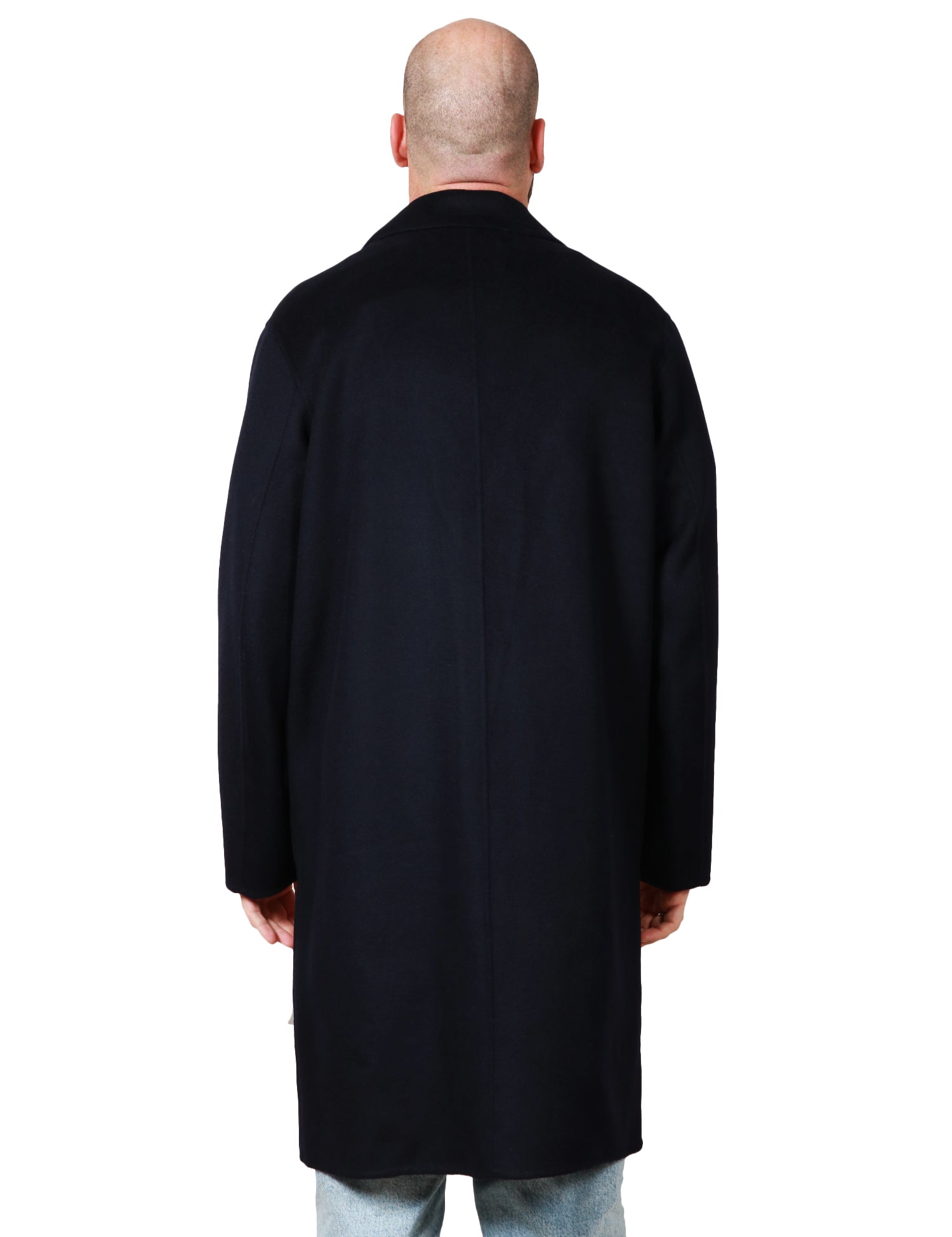 CAPPOTTO UOMO AMARANTO BLU NOTTE CON TASCHE LATERALI A FILETTO IN MISTO LANA E CASHMERE