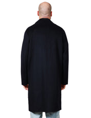 CAPPOTTO UOMO AMARANTO BLU NOTTE CON TASCHE LATERALI A FILETTO IN MISTO LANA E CASHMERE