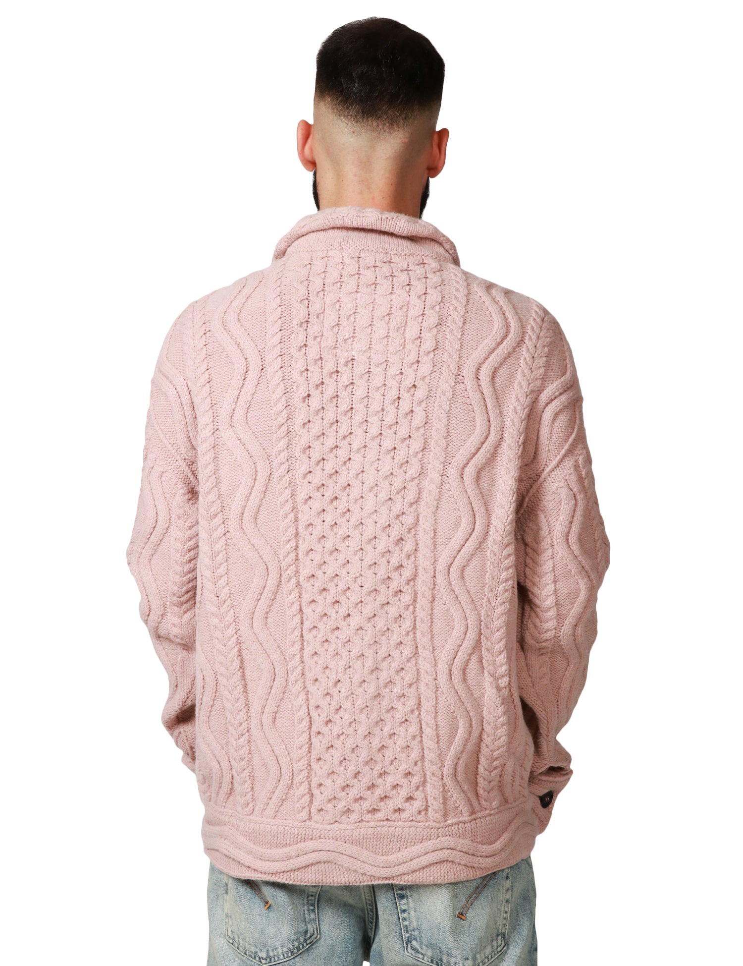 GIACCA UOMO ATOMOFACTORY CIPOLLA CON COLLETTO E BOTTONI IN LANA MAGLIA GROSSA LAVORATA A TRECCE