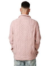 GIACCA UOMO ATOMOFACTORY CIPOLLA CON COLLETTO E BOTTONI IN LANA MAGLIA GROSSA LAVORATA A TRECCE