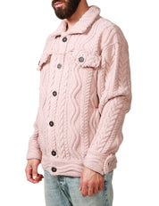 GIACCA UOMO ATOMOFACTORY CIPOLLA CON COLLETTO E BOTTONI IN LANA MAGLIA GROSSA LAVORATA A TRECCE