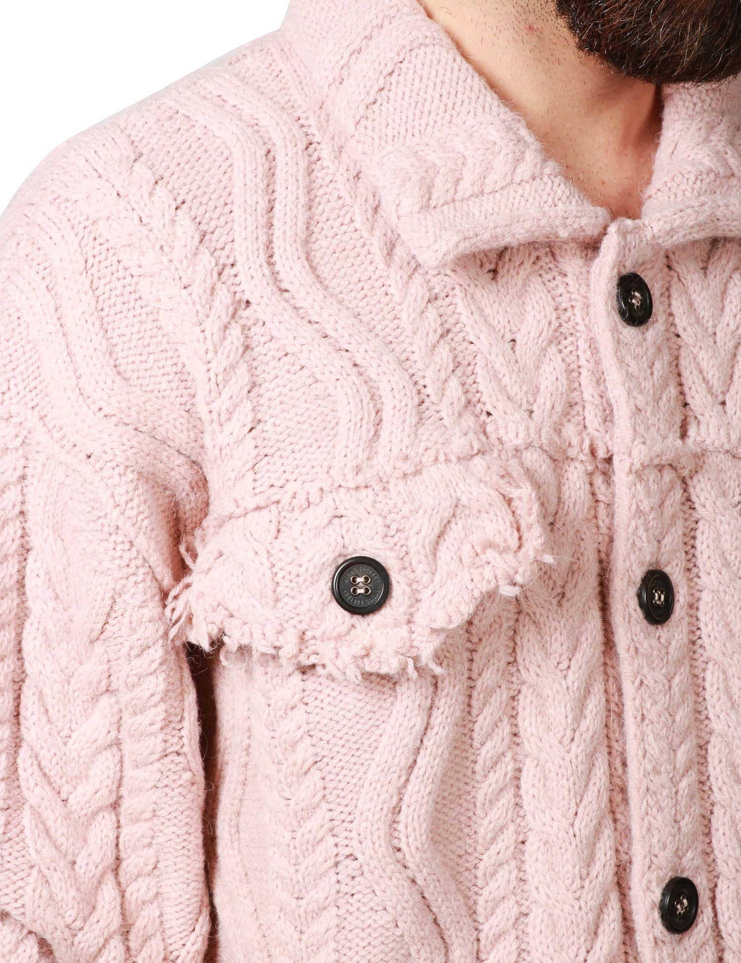 GIACCA UOMO ATOMOFACTORY CIPOLLA CON COLLETTO E BOTTONI IN LANA MAGLIA GROSSA LAVORATA A TRECCE