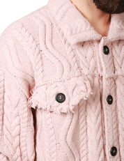 GIACCA UOMO ATOMOFACTORY CIPOLLA CON COLLETTO E BOTTONI IN LANA MAGLIA GROSSA LAVORATA A TRECCE