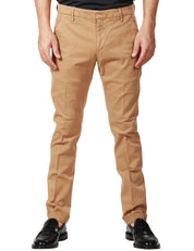 PANTALONE UOMO DONDUP GAUBERT TABACCO CON TASCHE POSTERIORI A FILETTO IN COTONE