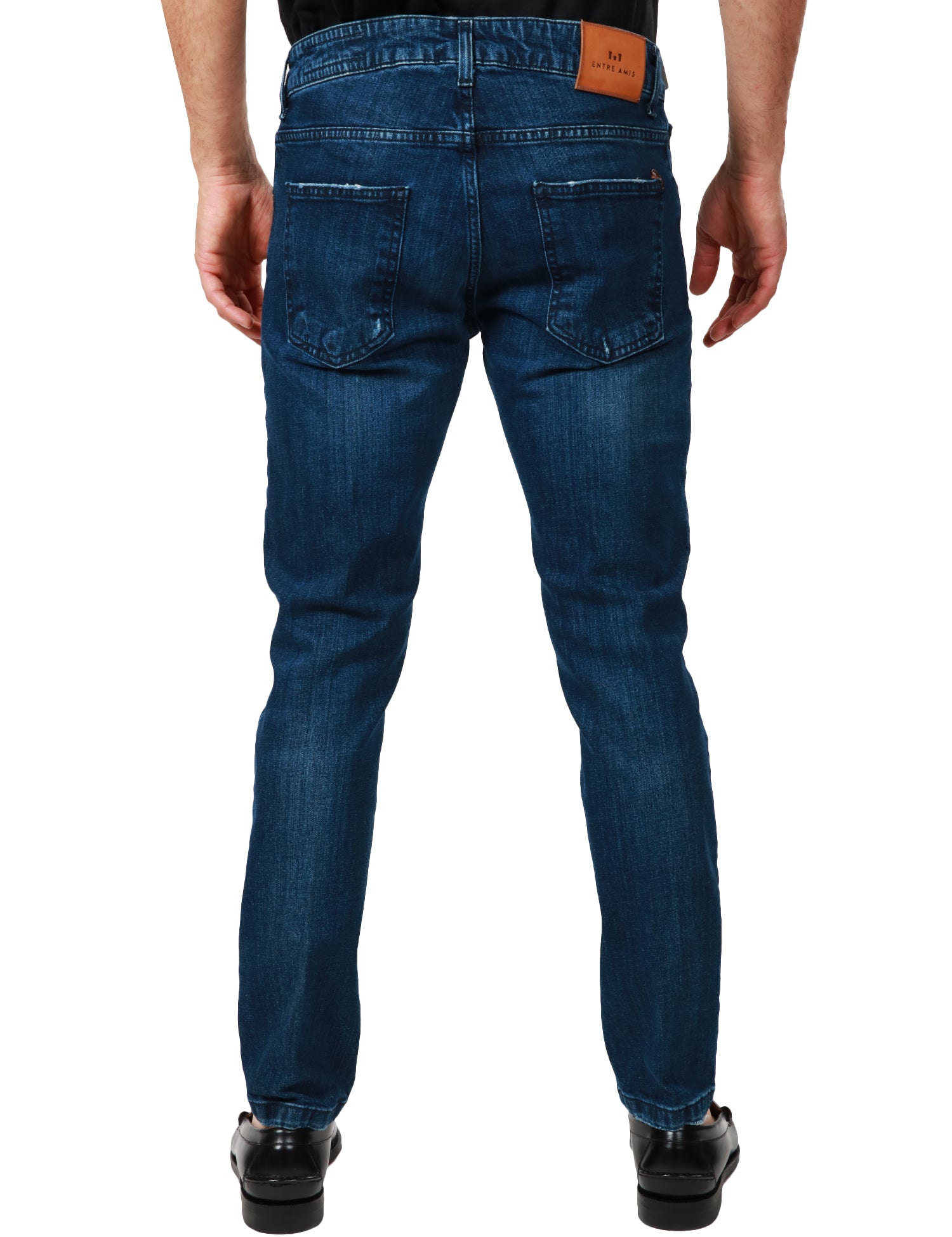JEANS UOMO ENTRE AMIS DENIM SCURO 5 TASCHE LUNGHEZZA ALLA CAVIGLIA