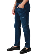 JEANS UOMO ENTRE AMIS DENIM SCURO 5 TASCHE LUNGHEZZA ALLA CAVIGLIA