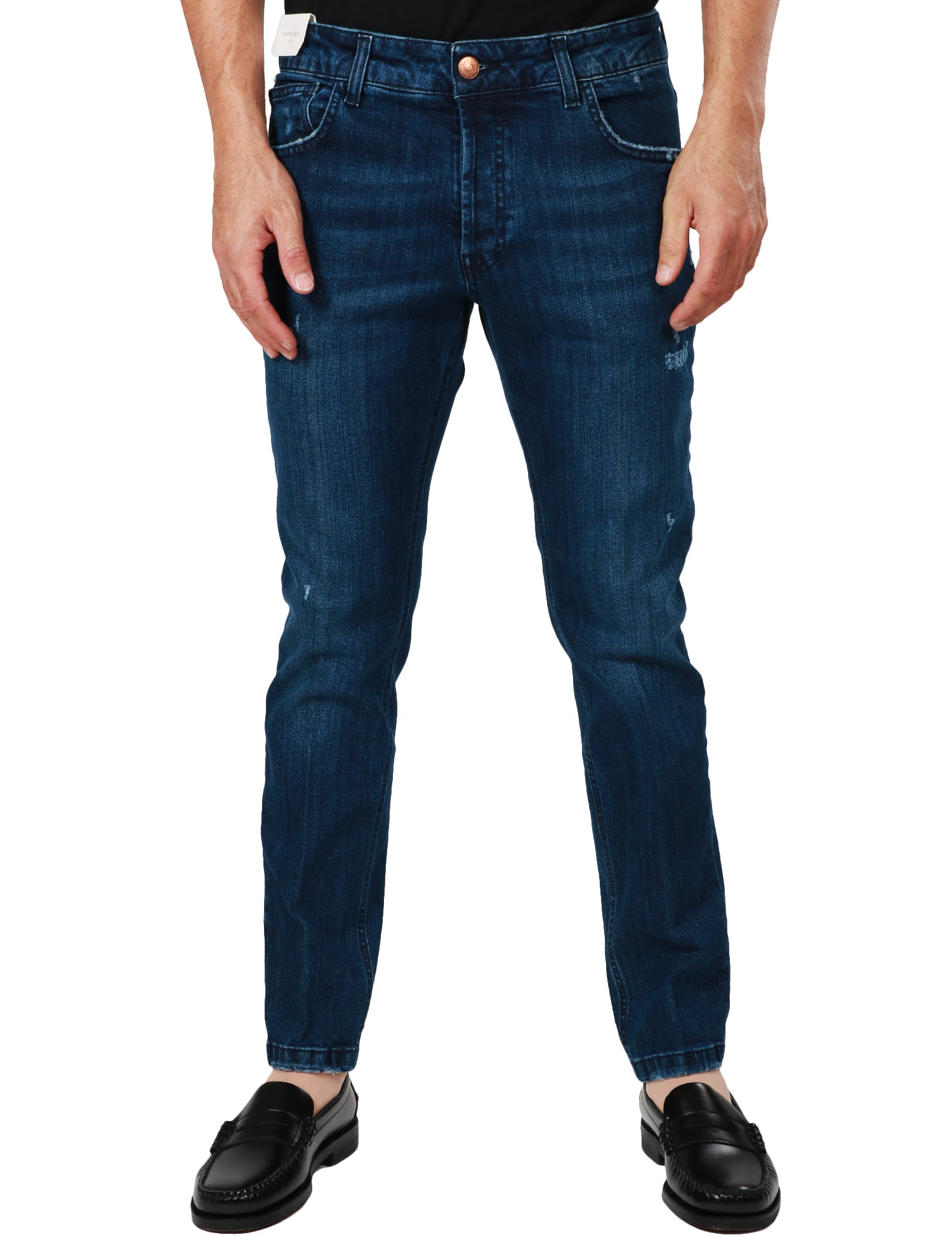 JEANS UOMO ENTRE AMIS DENIM SCURO 5 TASCHE LUNGHEZZA ALLA CAVIGLIA