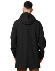 GIUBBOTTO UOMO K-WAY MARLYN NERO LUNGHEZZA MEDIA CON CAPPUCCIO IN NYLON TRE STRATI IMPERMEABILE, IDROREPELLENTE E ANTIVENTO