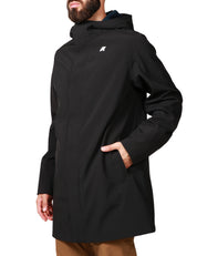 GIUBBOTTO UOMO K-WAY MARLYN NERO LUNGHEZZA MEDIA CON CAPPUCCIO IN NYLON TRE STRATI IMPERMEABILE, IDROREPELLENTE E ANTIVENTO
