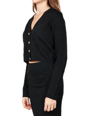 CARDIGAN DONNA PINKO NERO A MANICA LUNGA CON TRAMA LOGO LOVE BIRDS IN VISCOSA