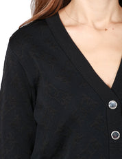 CARDIGAN DONNA PINKO NERO A MANICA LUNGA CON TRAMA LOGO LOVE BIRDS IN VISCOSA