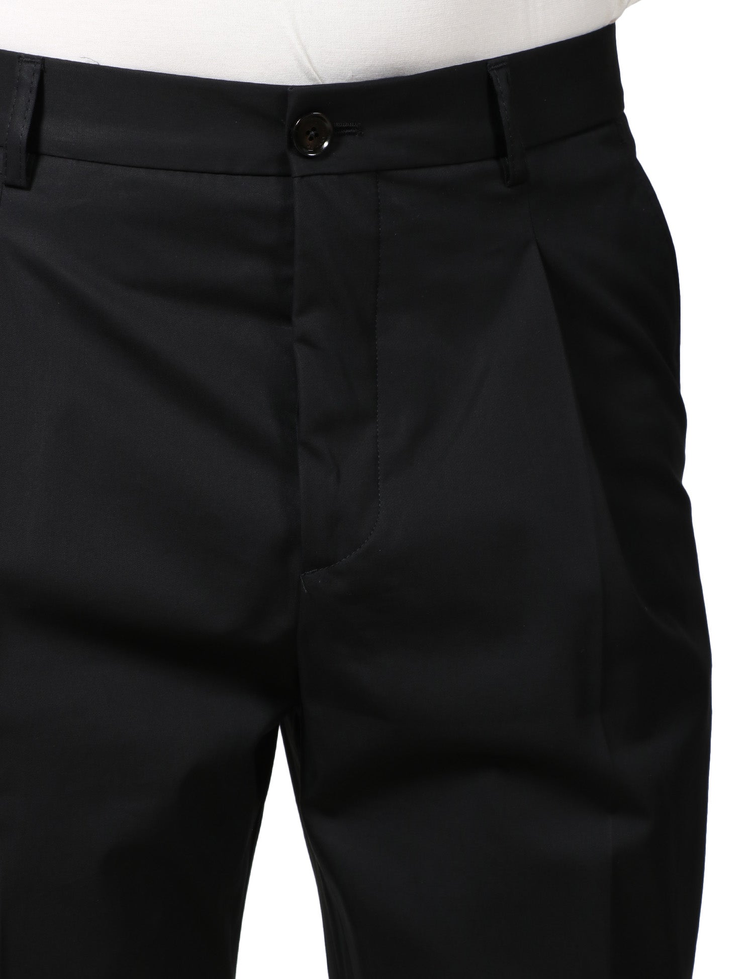 PANTALONE UOMO BEABLE SANDY NERO IN COTONE CON PINCES
