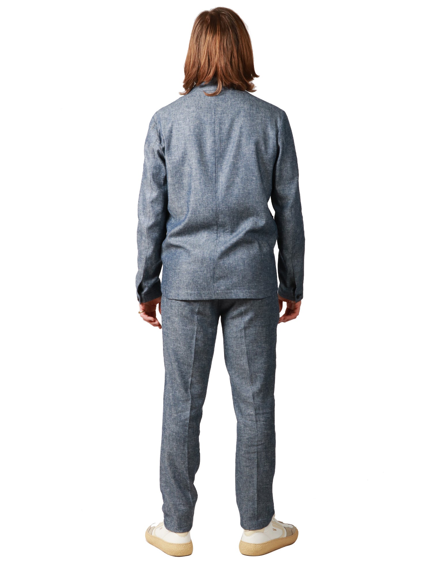 ABITO UOMO BOLLANI BLU DENIM CON OVERSHIRT E PANTALONE DRITTO