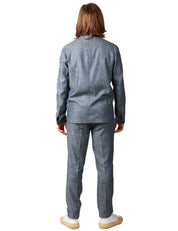 ABITO UOMO BOLLANI BLU DENIM CON OVERSHIRT E PANTALONE DRITTO