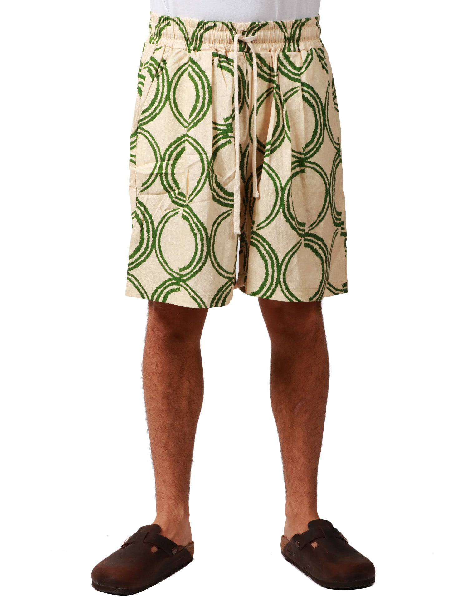 BERMUDA UOMO CALIFORNIA POSH PANNA/VERDE FANTASIA CERCHI CON COULISSE IN VITA