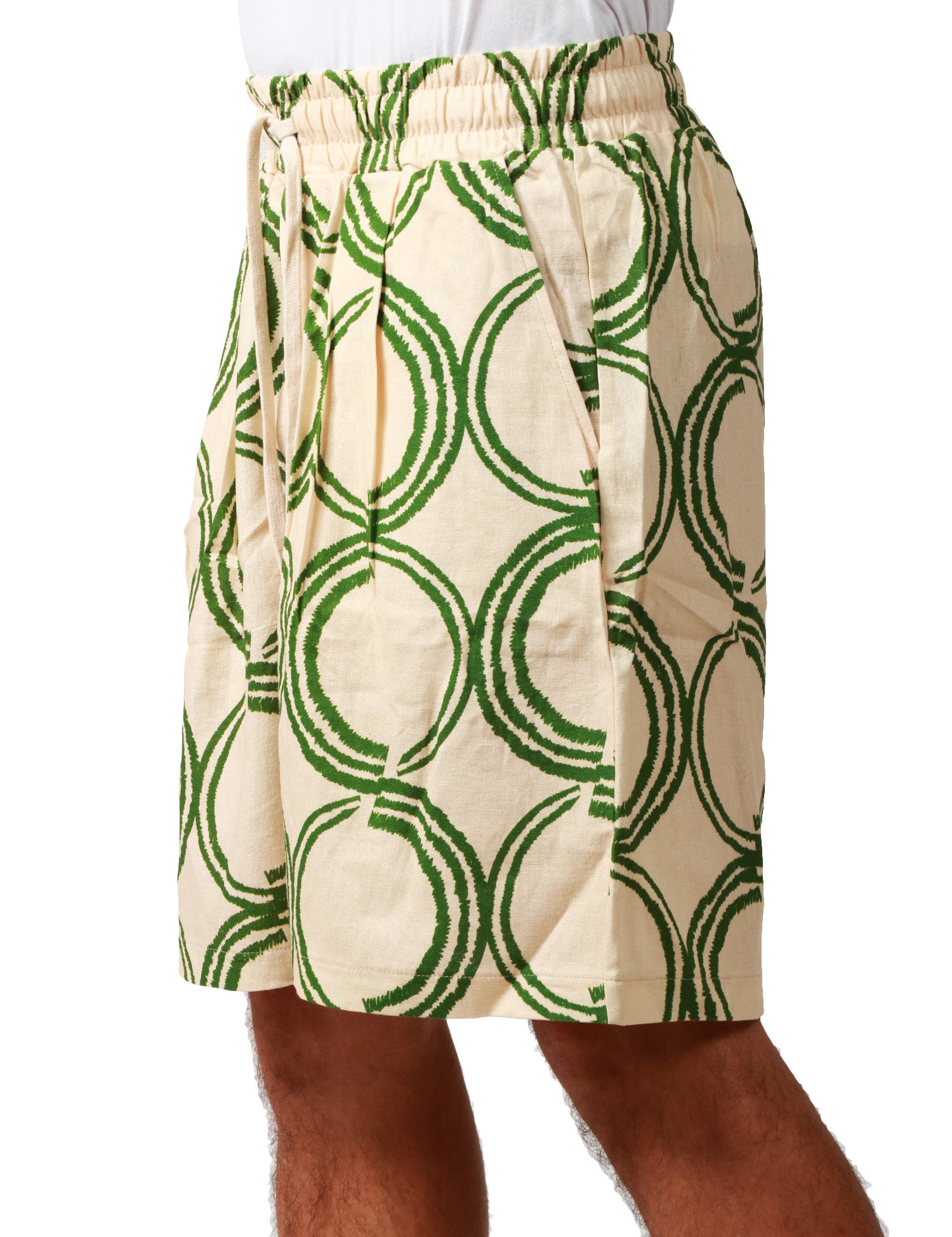 BERMUDA UOMO CALIFORNIA POSH PANNA/VERDE FANTASIA CERCHI CON COULISSE IN VITA