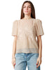 Blusa donna carol ruiz nude con mezza manica a palloncino e ricamo in pizzo davanti
