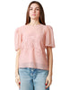 Blusa carol ruiz rosa con mezza manica a palloncino e ricamo pizzo davanti