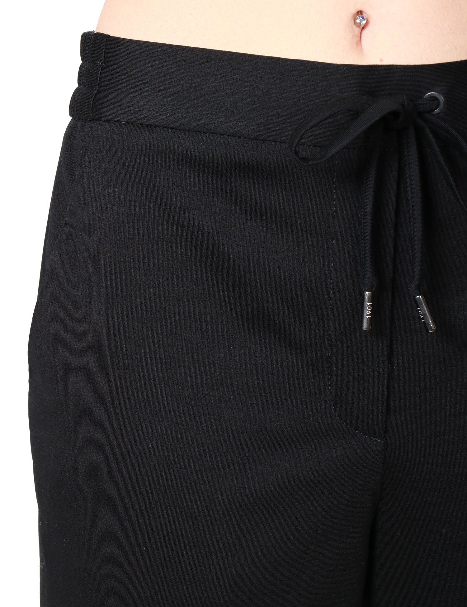 PANTALONE DONNA CIRCOLO NERO IN JERSEY CARROT FIT CON COULISSE