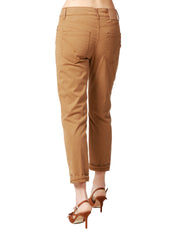 PANTALONE DONNA DONDUP KOON TABACCO ALLA CAVIGLIA CON BOTTONIERA GIOIELLO