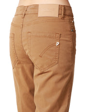 PANTALONE DONNA DONDUP KOON TABACCO ALLA CAVIGLIA CON BOTTONIERA GIOIELLO
