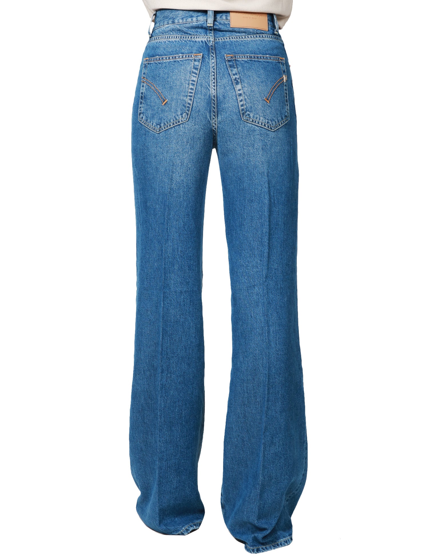 JEANS DONNA DONDUP AMBER LAVAGGIO MEDIO WIDE LEG CON RAMMENDI