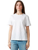 T-shirt donna dondup bianca girocollo con scritta logo sul lo scollo