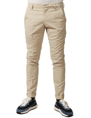 PANTALONE UOMO DONDUP GAUBERT ECRù SLIM CHINO IN GABARDINA LEGGERA