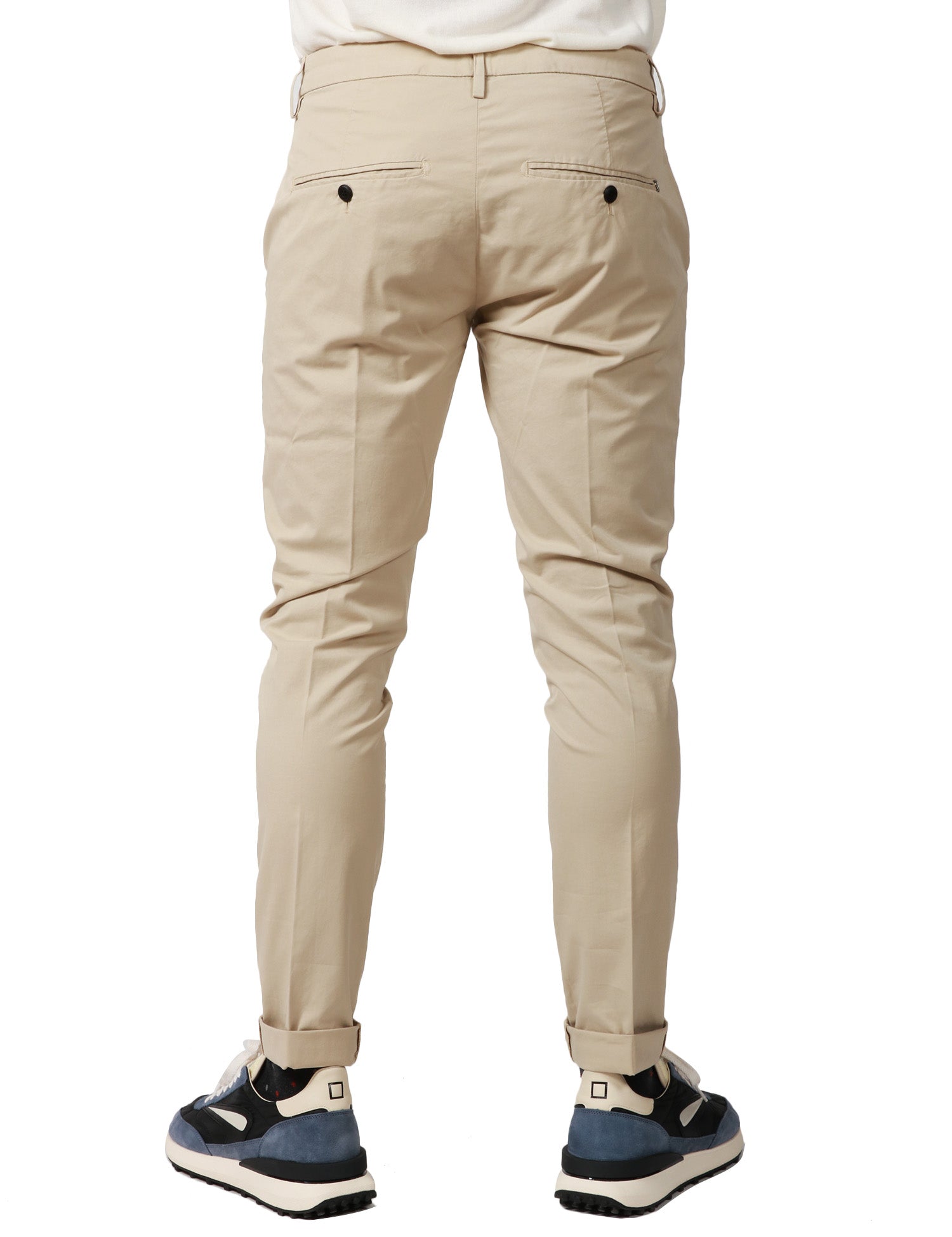 PANTALONE UOMO DONDUP GAUBERT ECRù SLIM CHINO IN GABARDINA LEGGERA