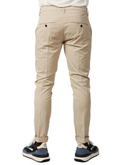 PANTALONE UOMO DONDUP GAUBERT ECRù SLIM CHINO IN GABARDINA LEGGERA