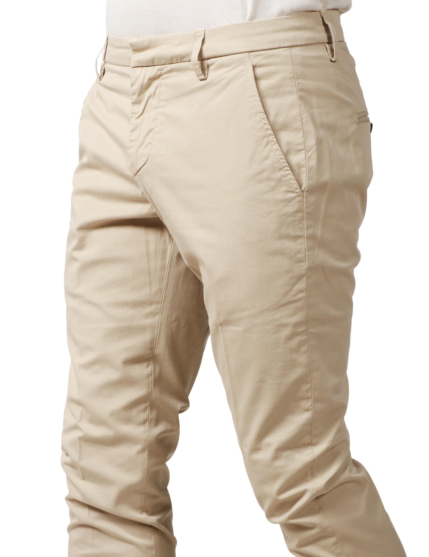 PANTALONE UOMO DONDUP GAUBERT ECRù SLIM CHINO IN GABARDINA LEGGERA