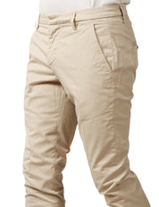 PANTALONE UOMO DONDUP GAUBERT ECRù SLIM CHINO IN GABARDINA LEGGERA