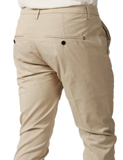 PANTALONE UOMO DONDUP GAUBERT ECRù SLIM CHINO IN GABARDINA LEGGERA