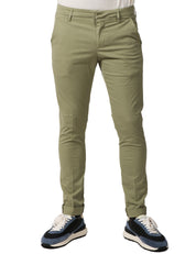 PANTALONE UOMO DONDUP GAUBERT MILITARE SLIM CHINO IN GABARDINA LEGGERA