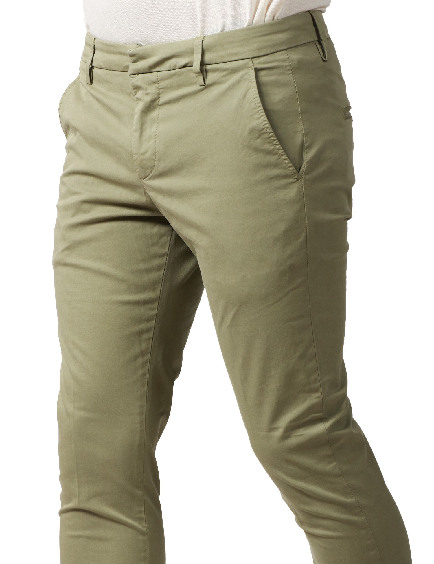 PANTALONE UOMO DONDUP GAUBERT MILITARE SLIM CHINO IN GABARDINA LEGGERA