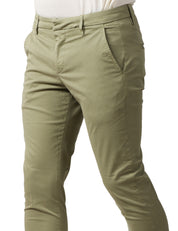 PANTALONE UOMO DONDUP GAUBERT MILITARE SLIM CHINO IN GABARDINA LEGGERA