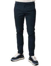 PANTALONE UOMO DONDUP GAUBERT BLU SLIM CHINO IN GABARDINA LEGGERA