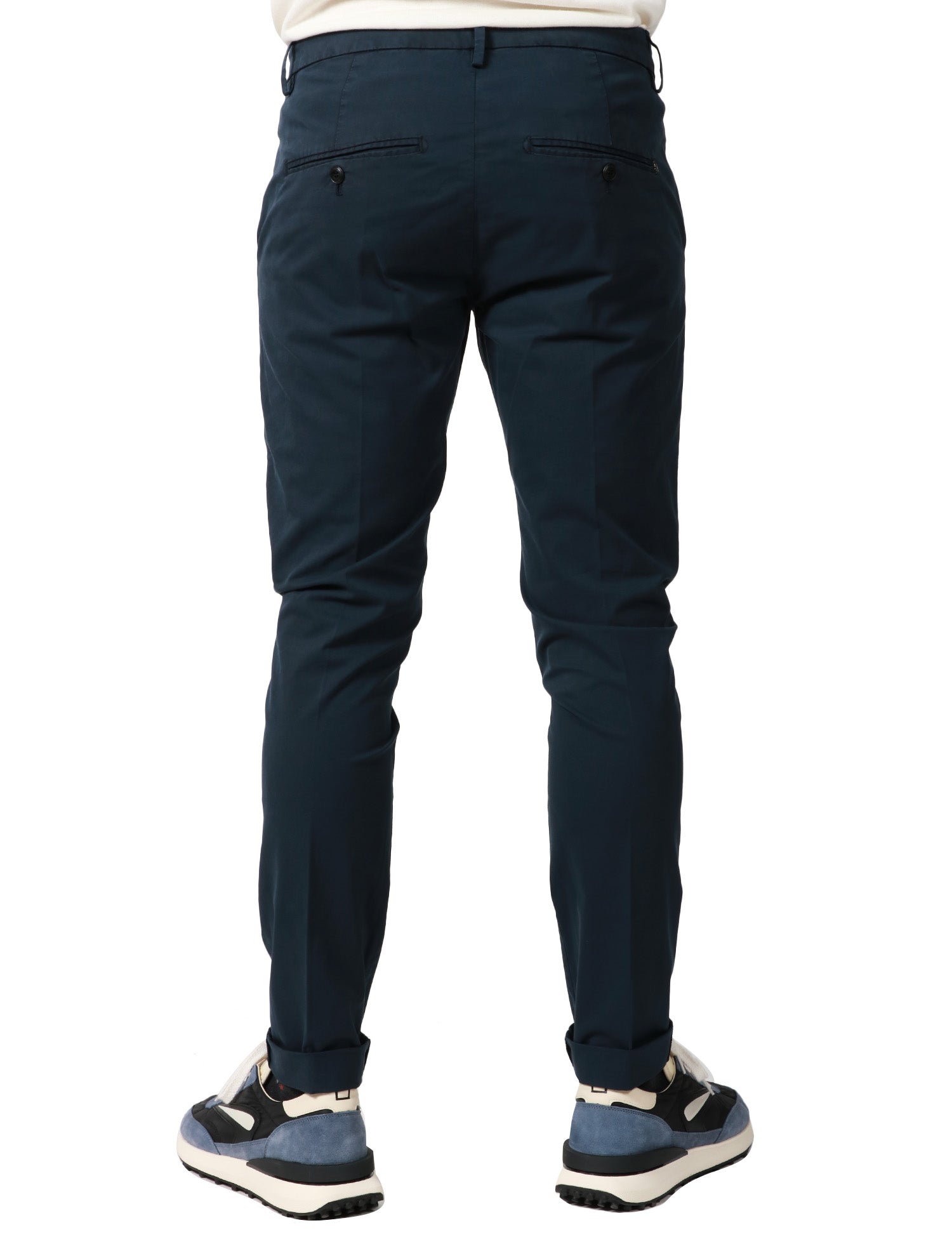 PANTALONE UOMO DONDUP GAUBERT BLU SLIM CHINO IN GABARDINA LEGGERA