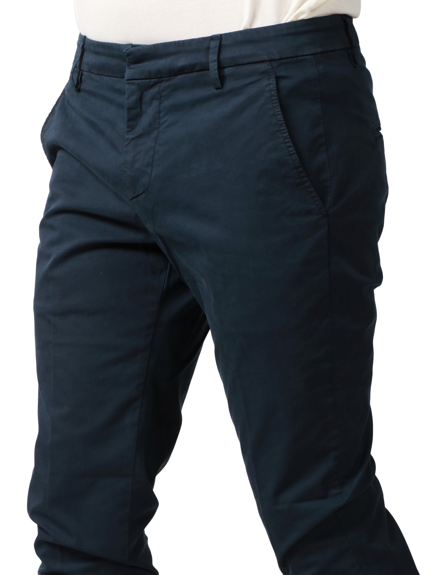 PANTALONE UOMO DONDUP GAUBERT BLU SLIM CHINO IN GABARDINA LEGGERA